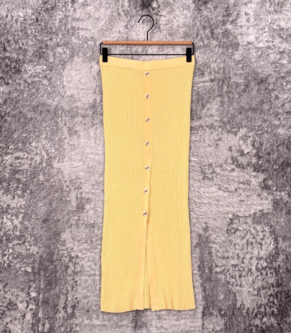 New NAADAM Skirt Small Womens Silk Cashmere Ribbed Knit Pastel Yellow Luxury